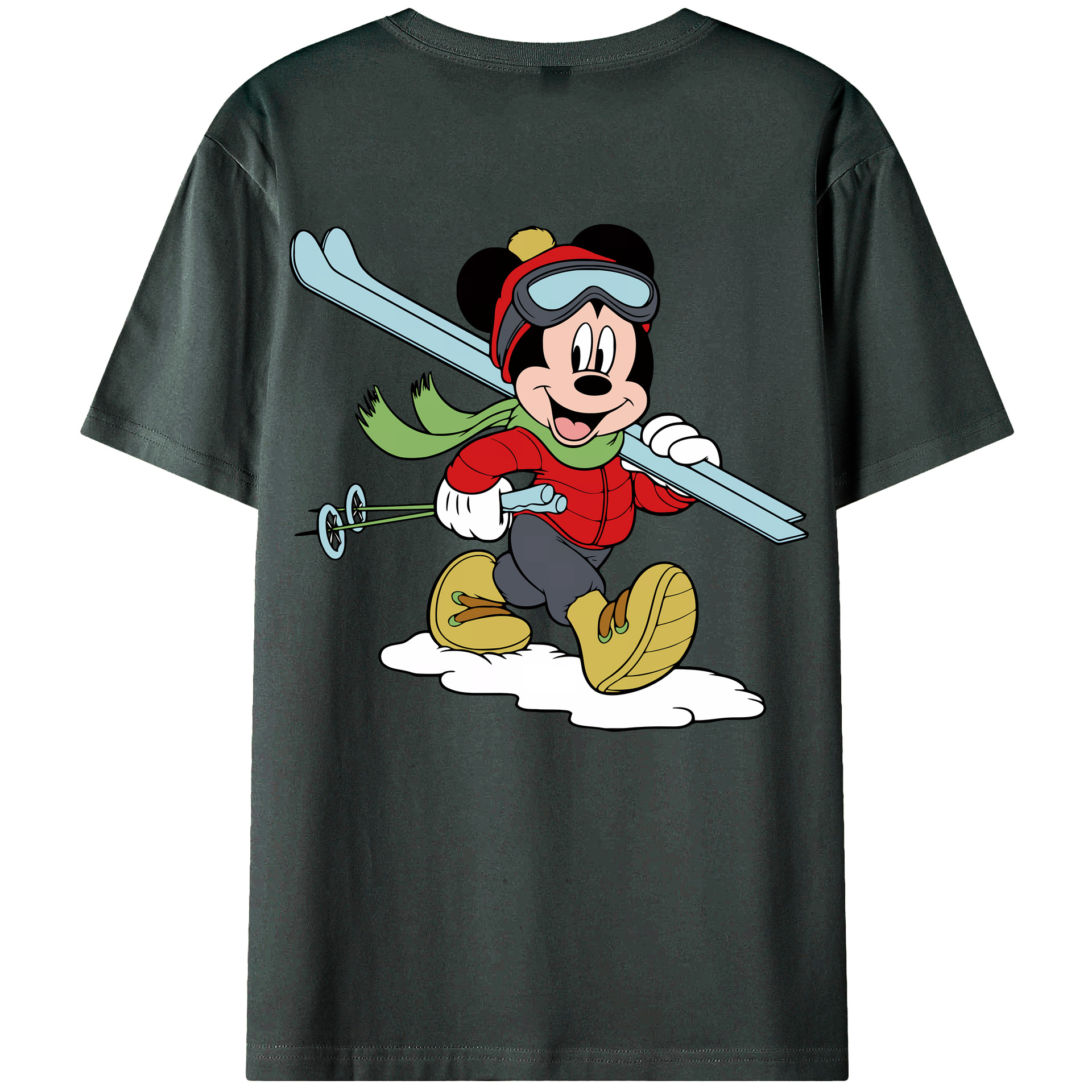 （画像用） ミッキーマウス Mickey Mouse 綿100％ メンズ半袖Tシャツ（バックプリント） 通気性